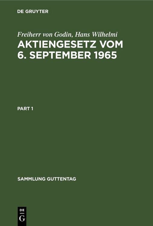 Produktbild: Aktiengesetz vom 6. September 1965