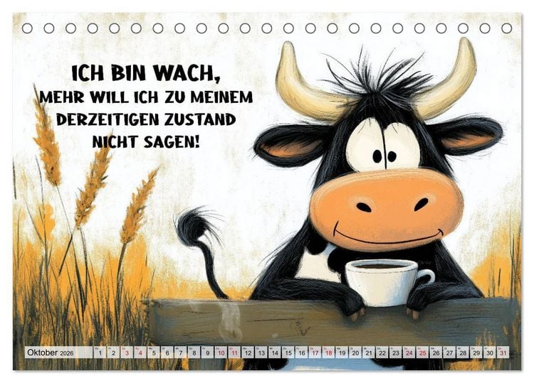Produktbild: Kuhle Spr&uuml;che (Tischkalender 2026 DIN A5 quer), CALVENDO Monatskalender