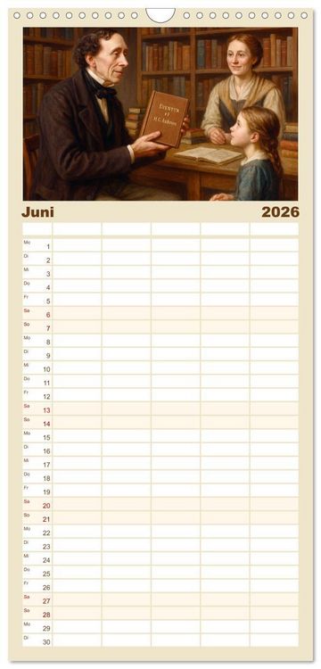Produktbild: Familienplaner 2026 - Hans Christian Andersen. Sein Leben, seine Werke mit 5 Spalten (Wandkalender, 21 x 45 cm) CALVENDO