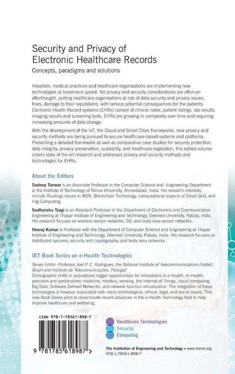Produktbild: Security and Privacy of Electronic Healthcare Records: Concepts, Paradigms and Solutions
