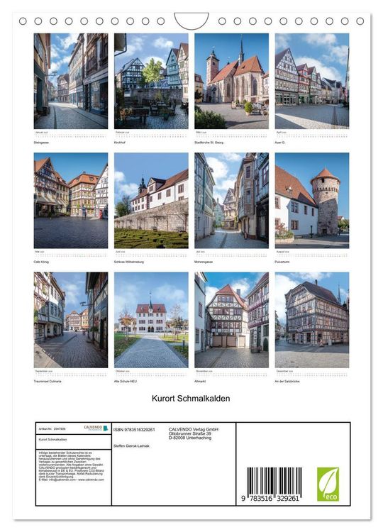 Produktbild: Kurort Schmalkalden (Wandkalender 2026 DIN A4 hoch), CALVENDO Monatskalender