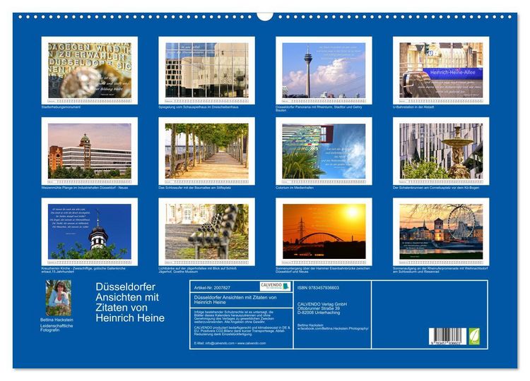 Produktbild: D&uuml;sseldorfer Ansichten mit Zitaten von Heinrich Heine (Wandkalender 2026 DIN A2 quer), CALVENDO Monatskalender