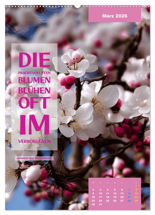 Produktbild: Verr&uuml;ckt nach BLUMEN Artwork - Farben - Zitate (Wandkalender 2026 DIN A2 hoch), CALVENDO Monatskalender