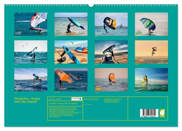 Produktbild: Wingfoilen - fliegen &uuml;ber das Wasser (hochwertiger Premium Wandkalender 2026 DIN A2 quer), Kunstdruck in Hochglanz