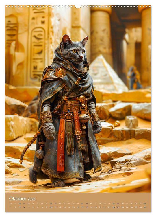 Produktbild: &Auml;gyptens Katzen - G&ouml;ttliche Eleganz im Stile der Pharaonen (hochwertiger Premium Wandkalender 2026 DIN A2 hoch), Kunstdruck in Hochglanz