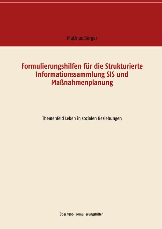 Produktbild: Formulierungshilfen f&uuml;r die Strukturierte Informationssammlung SIS und Ma&szlig;nahmenplanung