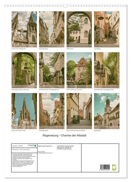 Produktbild: Regensburg - Charme der Altstadt (Wandkalender 2026 DIN A2 hoch), CALVENDO Monatskalender