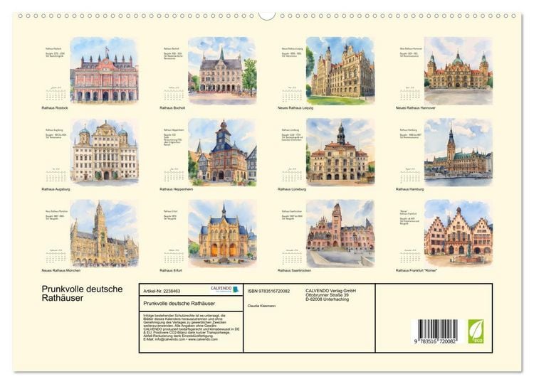 Produktbild: Prunkvolle deutsche Rath&auml;user (hochwertiger Premium Wandkalender 2026 DIN A2 quer), Kunstdruck in Hochglanz