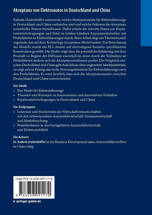 Produktbild: Akzeptanz von Elektroautos in Deutschland und China