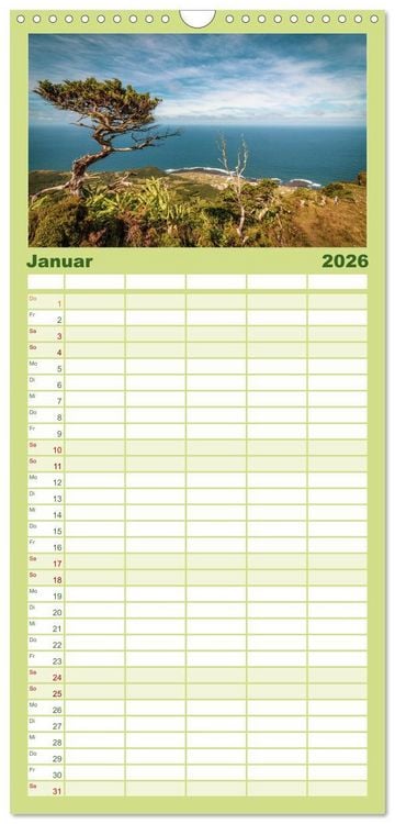 Produktbild: Familienplaner 2026 - Azoren Landschaften - Flores und Corvo mit 5 Spalten (Wandkalender, 21 x 45 cm) CALVENDO