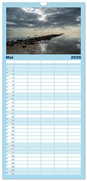 Produktbild: Familienplaner 2026 - Faszination Meer und Wolken mit 5 Spalten (Wandkalender, 21 x 45 cm) CALVENDO