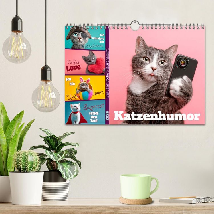 Produktbild: Katzenhumor - Ein Jahr voller Flauschalarm (Wandkalender 2026 DIN A4 quer), CALVENDO Monatskalender
