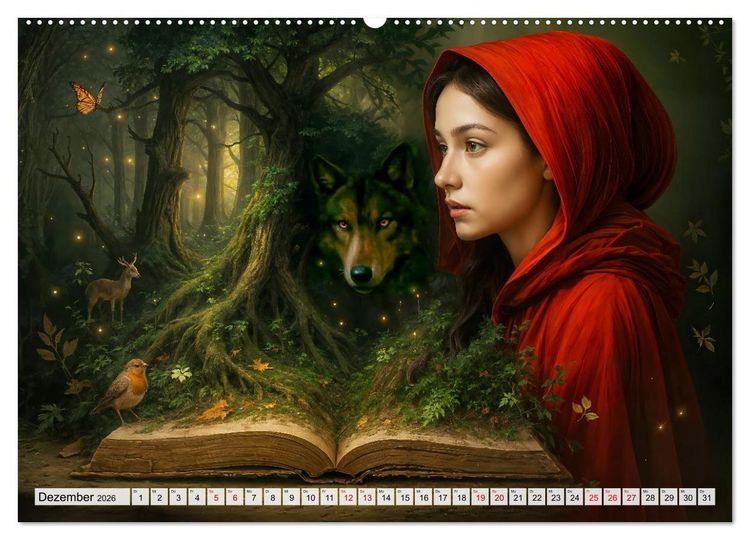Produktbild: Magische Welt der B&uuml;cher - Fantastische Abenteuer zwischen den Seiten (hochwertiger Premium Wandkalender 2026 DIN A2 quer), Kunstdruck in Hochglanz