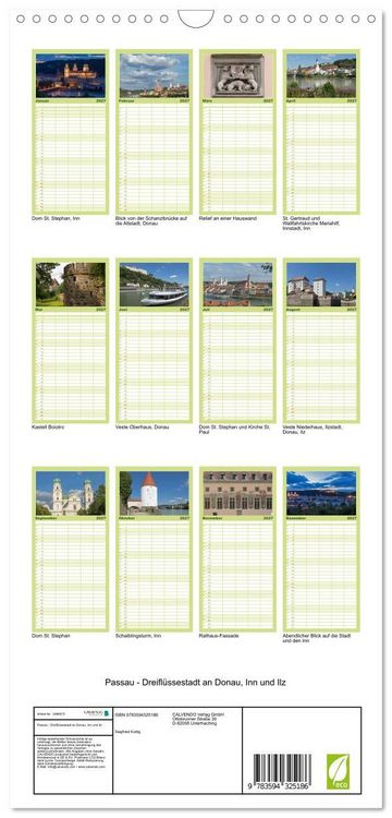 Produktbild: Familienplaner 2027 - Passau - Dreifl&uuml;ssestadt an Donau, Inn und Ilz mit 5 Spalten (Wandkalender, 21 x 45 cm) CALVENDO