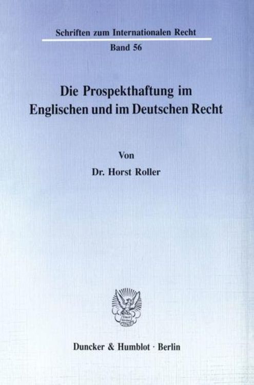 Produktbild: Die Prospekthaftung im Englischen und im Deutschen Recht.