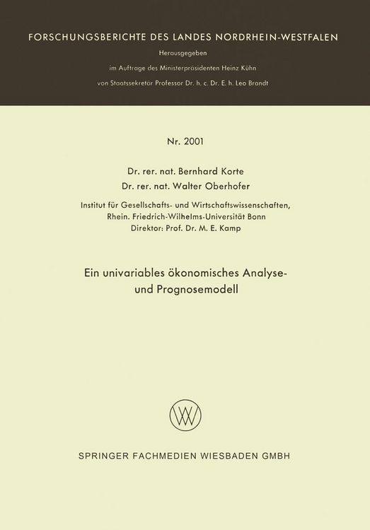 Produktbild: Ein univariables &ouml;konomisches Analyse- und Prognosemodell