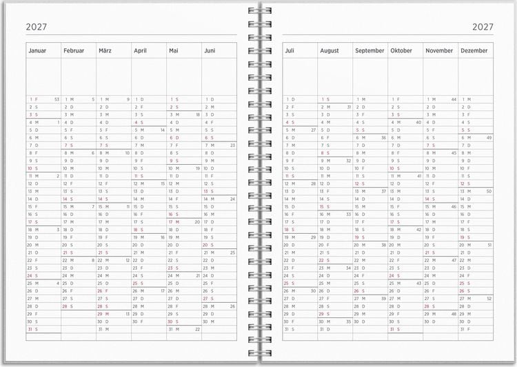 Produktbild: Kalender 26/27 Senator A5 Textil Hellgrau