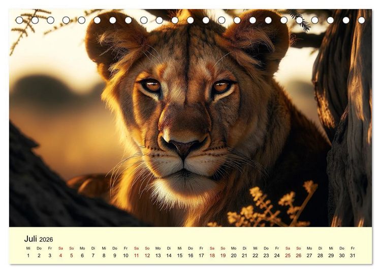 Produktbild: Majest&auml;tische L&ouml;wen - Die Herrscher der Wildnis (Tischkalender 2026 DIN A5 quer), CALVENDO Monatskalender