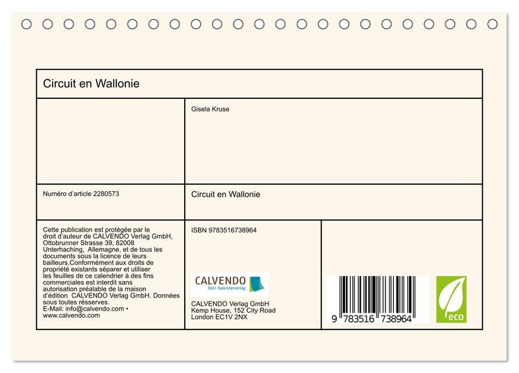 Produktbild: Circuit en Wallonie (Calendrier de bureau 2026 DIN A5 vertical), CALVENDO calendrier mensuel