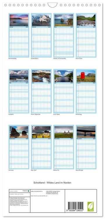 Produktbild: Familienplaner 2027 - Schottland - Wildes Land im Norden mit 5 Spalten (Wandkalender, 21 x 45 cm) CALVENDO