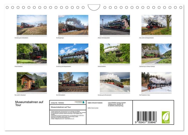 Produktbild: Museumsbahnen auf Tour (Wandkalender 2026 DIN A4 quer), CALVENDO Monatskalender