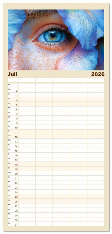 Produktbild: Familienplaner 2026 - Iris Kunstkalender - Die faszinierende Welt der magischen Augen mit 5 Spalten (Wandkalender, 21 x 45 cm) CALVENDO