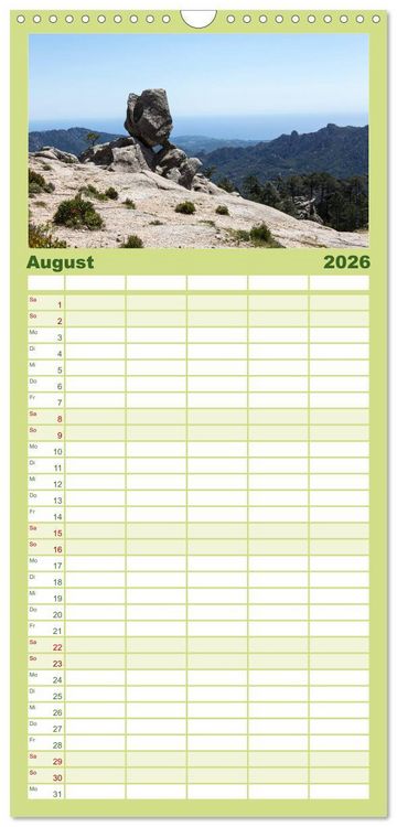 Produktbild: Familienplaner 2026 - Korsika - raue Sch&ouml;nheit mit 5 Spalten (Wandkalender, 21 x 45 cm) CALVENDO