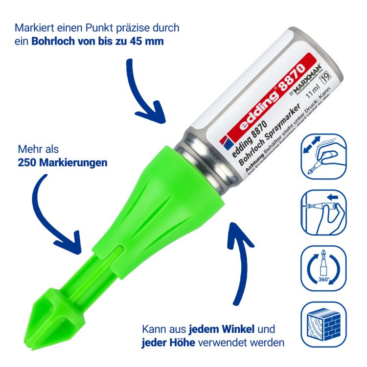 Produktbild: EDDING&reg; Bohrloch Spraymarker 8870 by MARXMAN, neongr&uuml;n