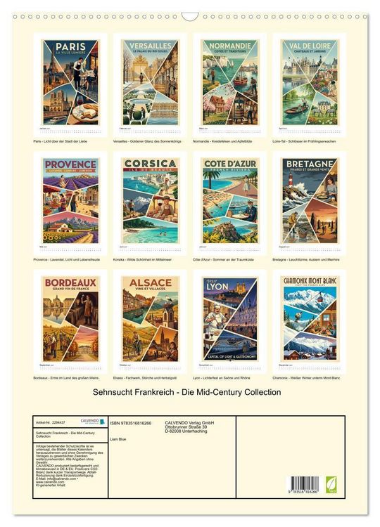 Produktbild: Sehnsucht Frankreich - Die Mid-Century Collection (Wandkalender 2027 DIN A2 hoch), CALVENDO Monatskalender