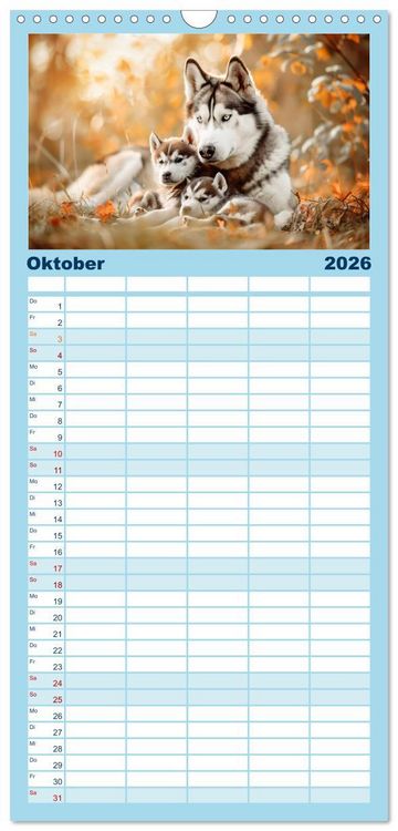 Produktbild: Familienplaner 2026 - Tierkinder des Nordens mit 5 Spalten (Wandkalender, 21 x 45 cm) CALVENDO