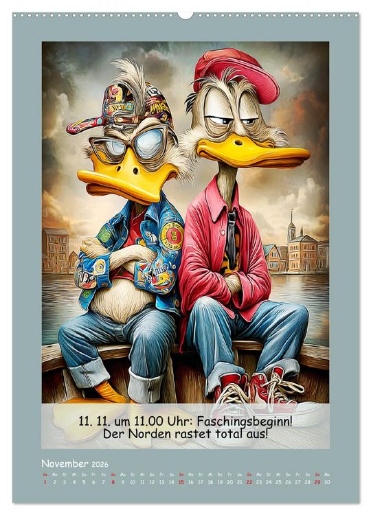 Produktbild: Echte Fieslinge. Gefiederklan im &Uuml;berlebensmodus (hochwertiger Premium Wandkalender 2026 DIN A2 hoch), Kunstdruck in Hochglanz