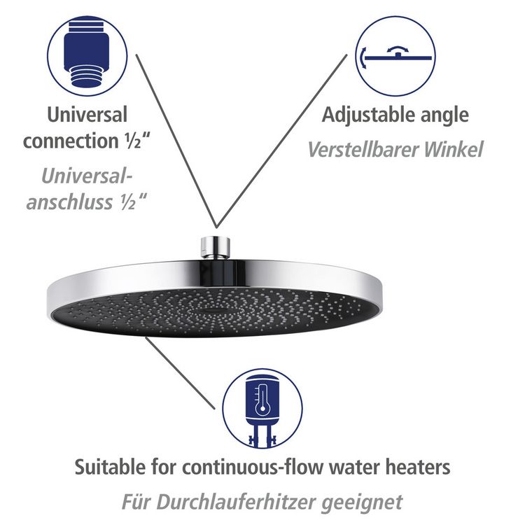 Produktbild: Duschsystem Mod. Softwater Chrom, einfacher Anschluss an bestehende Armatur oder Wandanschlussbogen