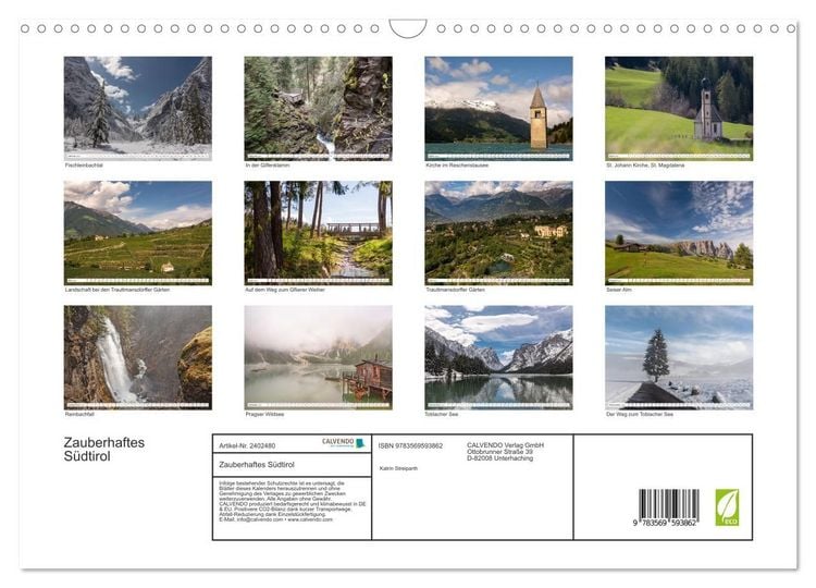 Produktbild: Zauberhaftes S&uuml;dtirol (Wandkalender 2027 DIN A3 quer), CALVENDO Monatskalender