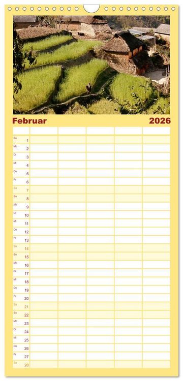 Produktbild: Familienplaner 2026 - Nepal mit 5 Spalten (Wandkalender, 21 x 45 cm) CALVENDO