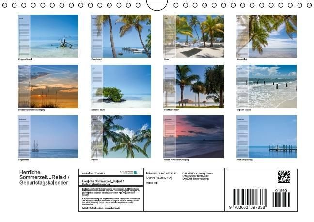 Produktbild: Herrliche Sommerzeit... Relax! / Geburtstagskalender (Wandkalender immerw&auml;hrend DIN A4 quer)