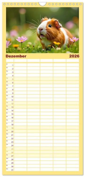 Produktbild: Familienplaner 2026 - S&uuml;&szlig;e Meerschweinchen mit 5 Spalten (Wandkalender, 21 x 45 cm) CALVENDO
