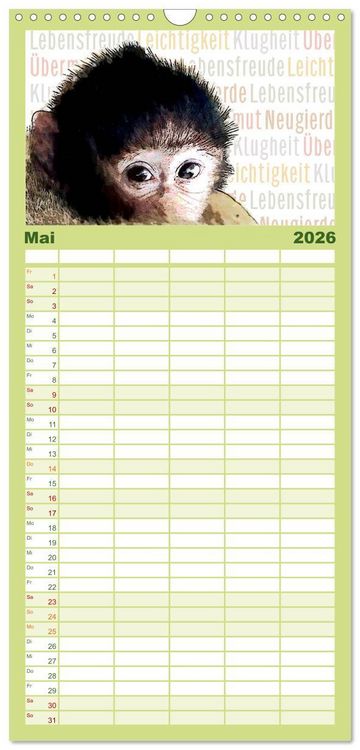 Produktbild: Familienplaner 2026 - Mein wildes Krafttier voller Achtsamkeit mit 5 Spalten (Wandkalender, 21 x 45 cm) CALVENDO