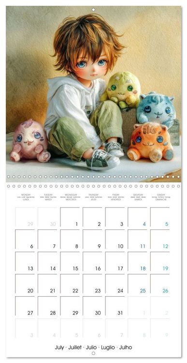 Produktbild: Des peluches - Inspir&eacute;es du style Manga (Calendrier mural carr&eacute; 2026 30x30 cm) Calendrier double avec une page pour vos prises de notes