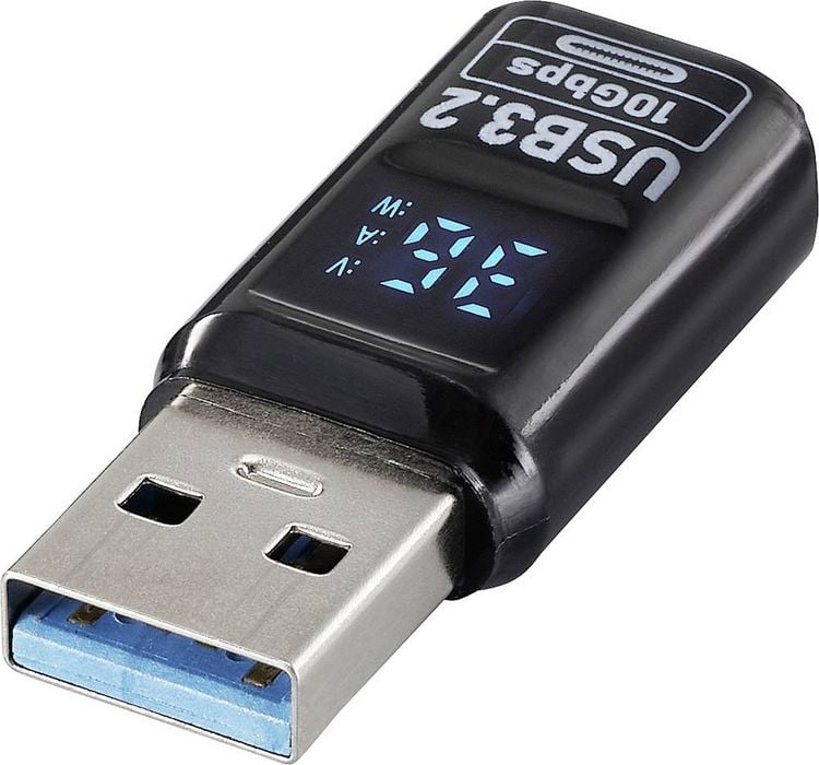 Produktbild: Renkforce USB Adapter [1x USB-A Stecker - 1x USB-C&reg; Buchse] USB 3.2 Type A/C Charging Adapter, PD36W, 10 Gbps LED-Display Laden