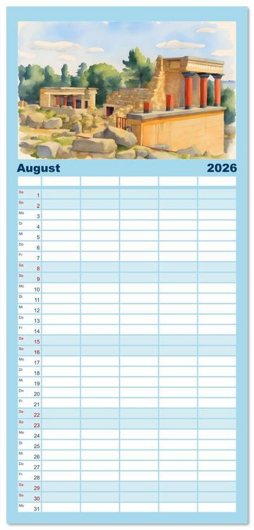 Produktbild: Familienplaner 2026 - Kretische Impressionen mit 5 Spalten (Wandkalender, 21 x 45 cm) CALVENDO