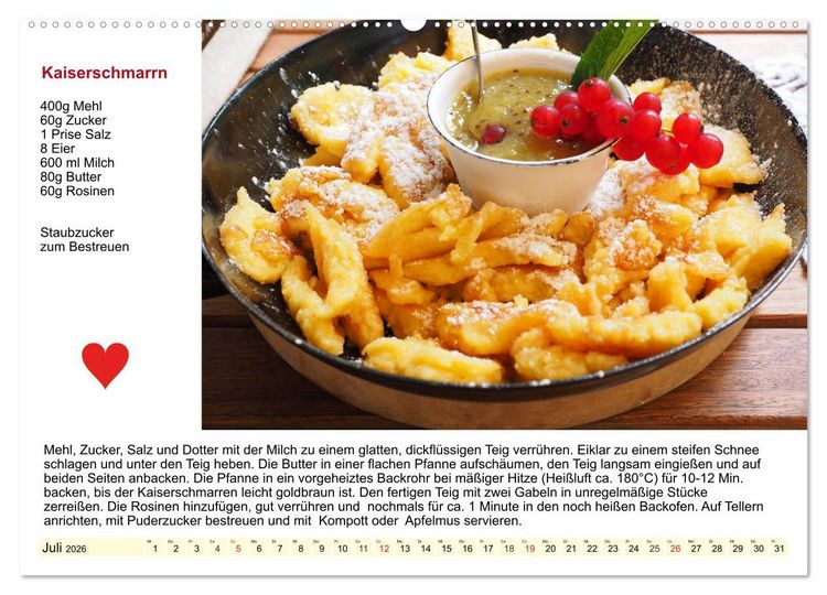 Produktbild: Delikates &Ouml;sterreich. K&uuml;chenkalender mit den klassischen S&uuml;&szlig;speisen (hochwertiger Premium Wandkalender 2026 DIN A2 quer), Kunstdruck in Hochglanz