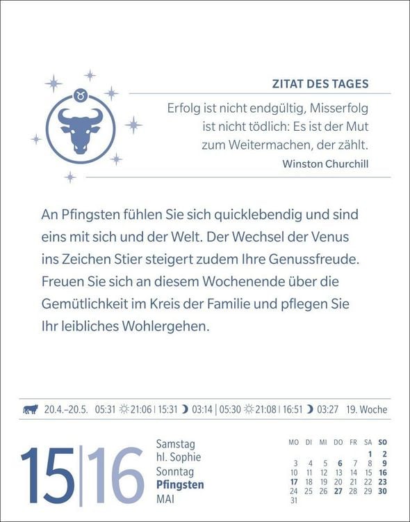 Produktbild: Stier Sternzeichenkalender 2027 - Tagesabrei&szlig;kalender - Ihr Horoskop f&uuml;r jeden Tag