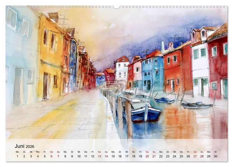 Produktbild: Aquarell auf Reisen - mit Eckard Funck (hochwertiger Premium Wandkalender 2026 DIN A2 quer), Kunstdruck in Hochglanz