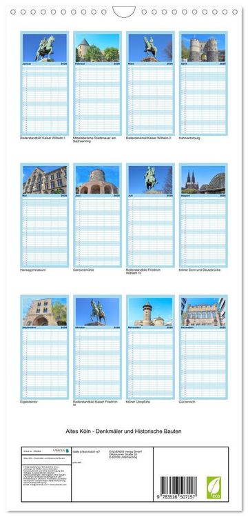 Produktbild: Familienplaner 2026 - Altes K&ouml;ln - Denkm&auml;ler und Historische Bauten mit 5 Spalten (Wandkalender, 21 x 45 cm) CALVENDO
