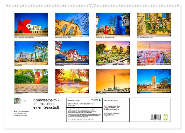 Produktbild: Kornwestheim - Impressionen einer Kreisstadt (Wandkalender 2026 DIN A2 quer), CALVENDO Monatskalender