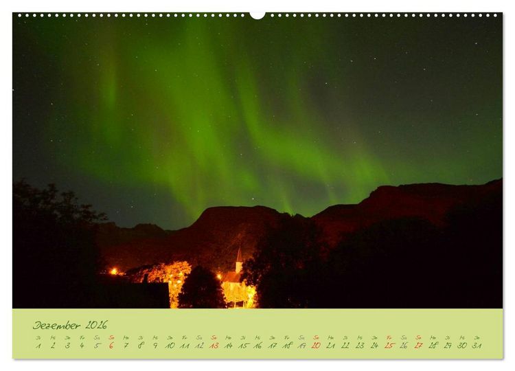 Produktbild: Nordlicht-Zauber auf den Lofoten. Aurora borealis (Wandkalender 2026 DIN A2 quer), CALVENDO Monatskalender