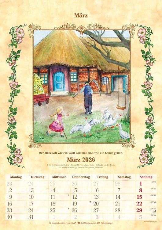 Produktbild: Bauernkalender 2025 - Bildkalender A3 (29,7x42 cm) - mit Feiertagen (DE/AT/CH) und Platz für Notizen - inkl. Bauernregeln - Wandkalender