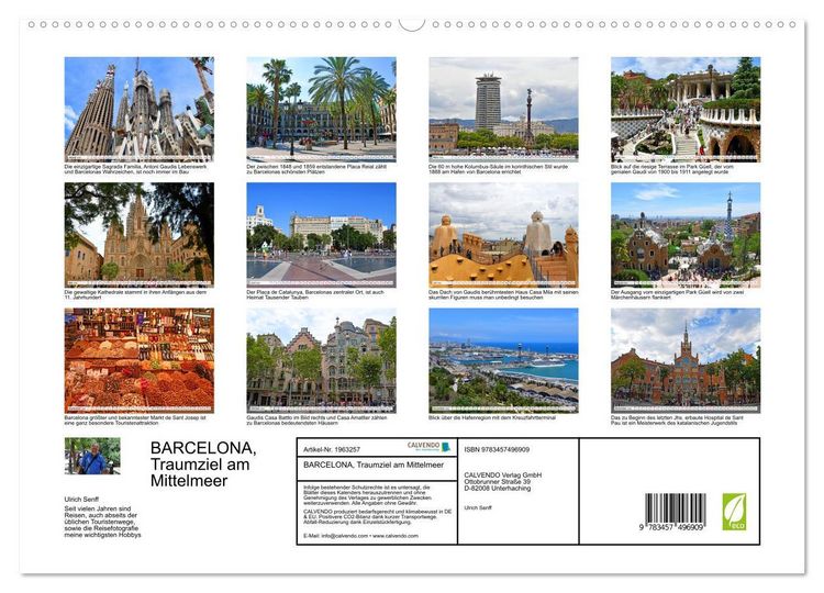 Produktbild: BARCELONA, Traumziel am Mittelmeer (hochwertiger Premium Wandkalender 2026 DIN A2 quer), Kunstdruck in Hochglanz