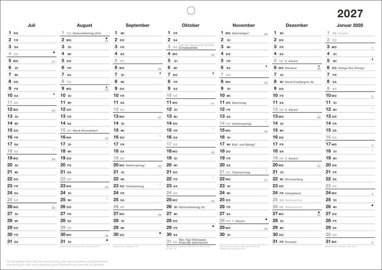 Produktbild: Black&White Tafelkalender A4 2027