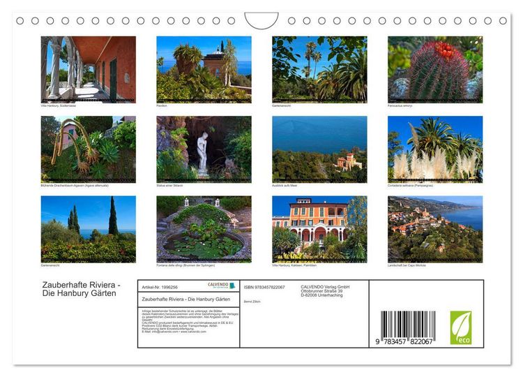 Produktbild: Zauberhafte Riviera - Die Hanbury G&auml;rten (Wandkalender 2026 DIN A4 quer), CALVENDO Monatskalender